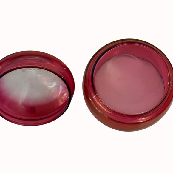 Vintage Imperial Cranberry Glass Jar With Dome Ombre Lid Apothecary Vanity Decor - Picture 4 of 16